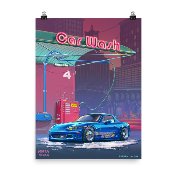 RetroFuturistic Car Wash Poster